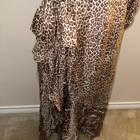 NWT J. Crew Collection Leopard Print One-Shoulder Ruffle Hem Midi A-Line Dress - Picture 7 of 17